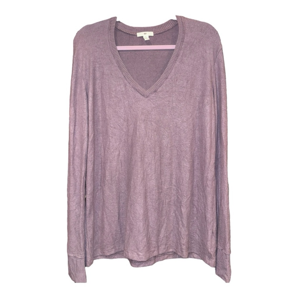 BP V-Neck Long Sleeve Top Mauve Purple Medium Lightweight Knit LL - Picture 1 of 4